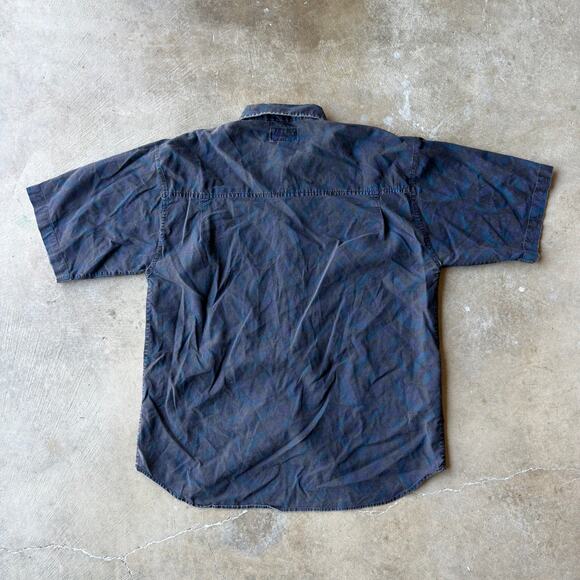 VINTAGE 80S SHAH SAFARI AOP PATTERN BUTTON UP SHORT SLEEVE SHIRT MENS MEDIUM - Picture 3 of 5